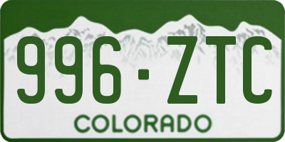 CO license plate 996ZTC