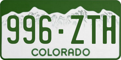 CO license plate 996ZTH