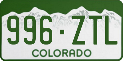 CO license plate 996ZTL