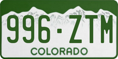 CO license plate 996ZTM
