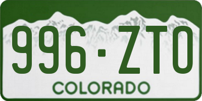 CO license plate 996ZTO