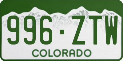 CO license plate 996ZTW