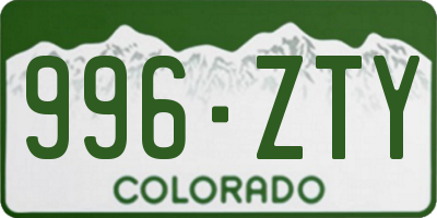 CO license plate 996ZTY