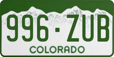 CO license plate 996ZUB