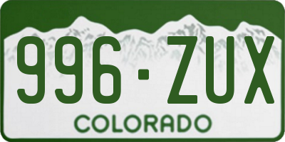 CO license plate 996ZUX