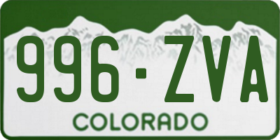 CO license plate 996ZVA