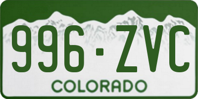 CO license plate 996ZVC
