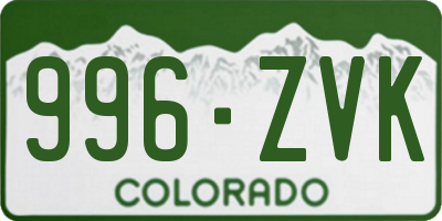 CO license plate 996ZVK
