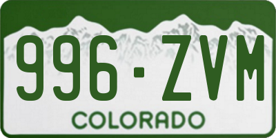 CO license plate 996ZVM