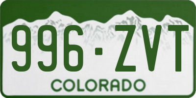 CO license plate 996ZVT