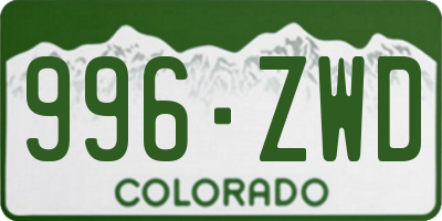 CO license plate 996ZWD