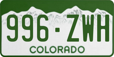 CO license plate 996ZWH