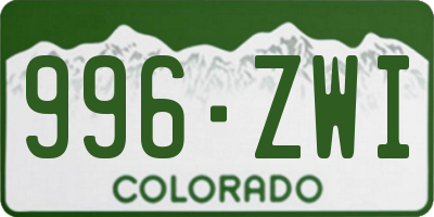 CO license plate 996ZWI
