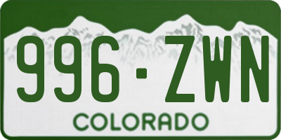 CO license plate 996ZWN