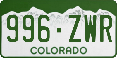 CO license plate 996ZWR