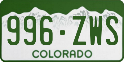 CO license plate 996ZWS