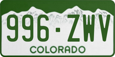 CO license plate 996ZWV