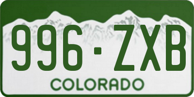 CO license plate 996ZXB