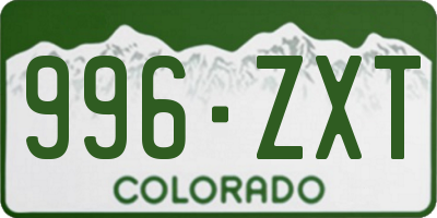 CO license plate 996ZXT