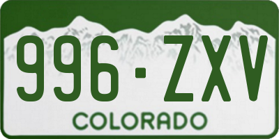 CO license plate 996ZXV