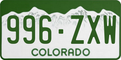 CO license plate 996ZXW