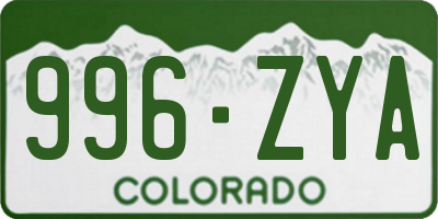 CO license plate 996ZYA