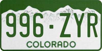 CO license plate 996ZYR