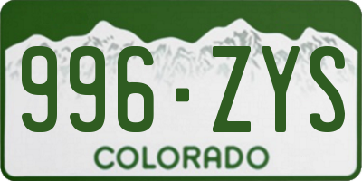 CO license plate 996ZYS