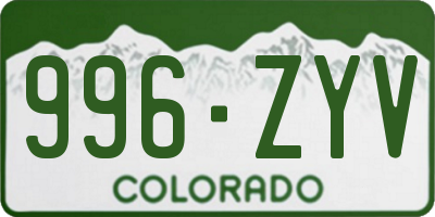 CO license plate 996ZYV