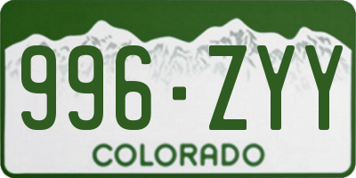 CO license plate 996ZYY