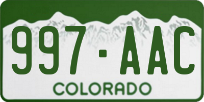 CO license plate 997AAC