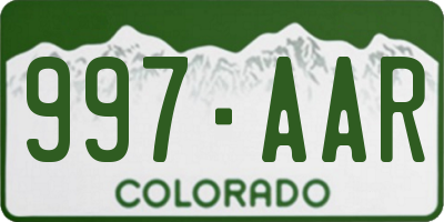 CO license plate 997AAR