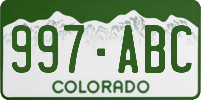 CO license plate 997ABC