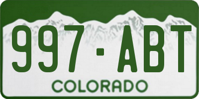 CO license plate 997ABT