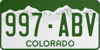 CO license plate 997ABV