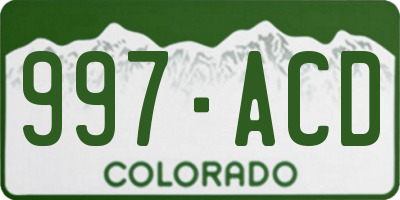 CO license plate 997ACD