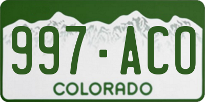 CO license plate 997ACO