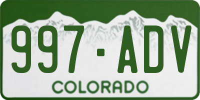 CO license plate 997ADV