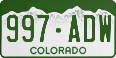 CO license plate 997ADW