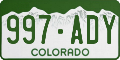 CO license plate 997ADY