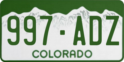 CO license plate 997ADZ