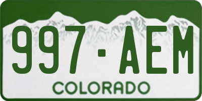CO license plate 997AEM
