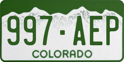 CO license plate 997AEP