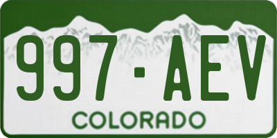 CO license plate 997AEV