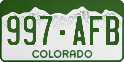 CO license plate 997AFB