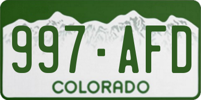 CO license plate 997AFD