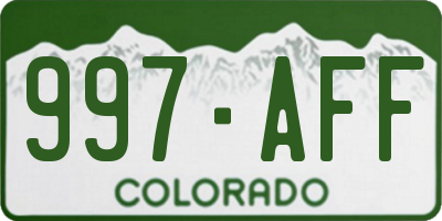 CO license plate 997AFF
