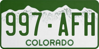 CO license plate 997AFH