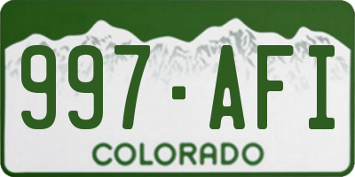 CO license plate 997AFI