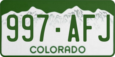 CO license plate 997AFJ